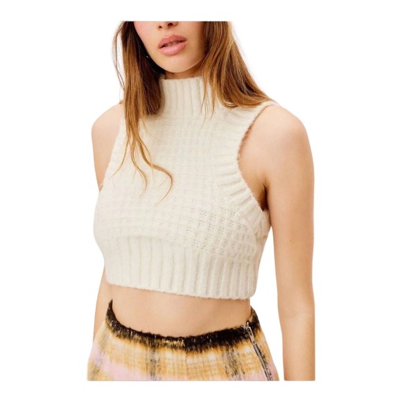 For Love Lemons Dominique Crop Sweater Tank Cream Open Back